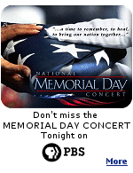 The Memorial Day Concert on PBS from the lawn of the U.S. Capitol. Sunday, May 28th, from 8:00 to 9:30 pm ET. 